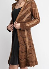 new VOCAL STUDDED LACE SUEDE CARDIGAN wrap jacket cardigan CAMEL SM-3X MAGNOLIA