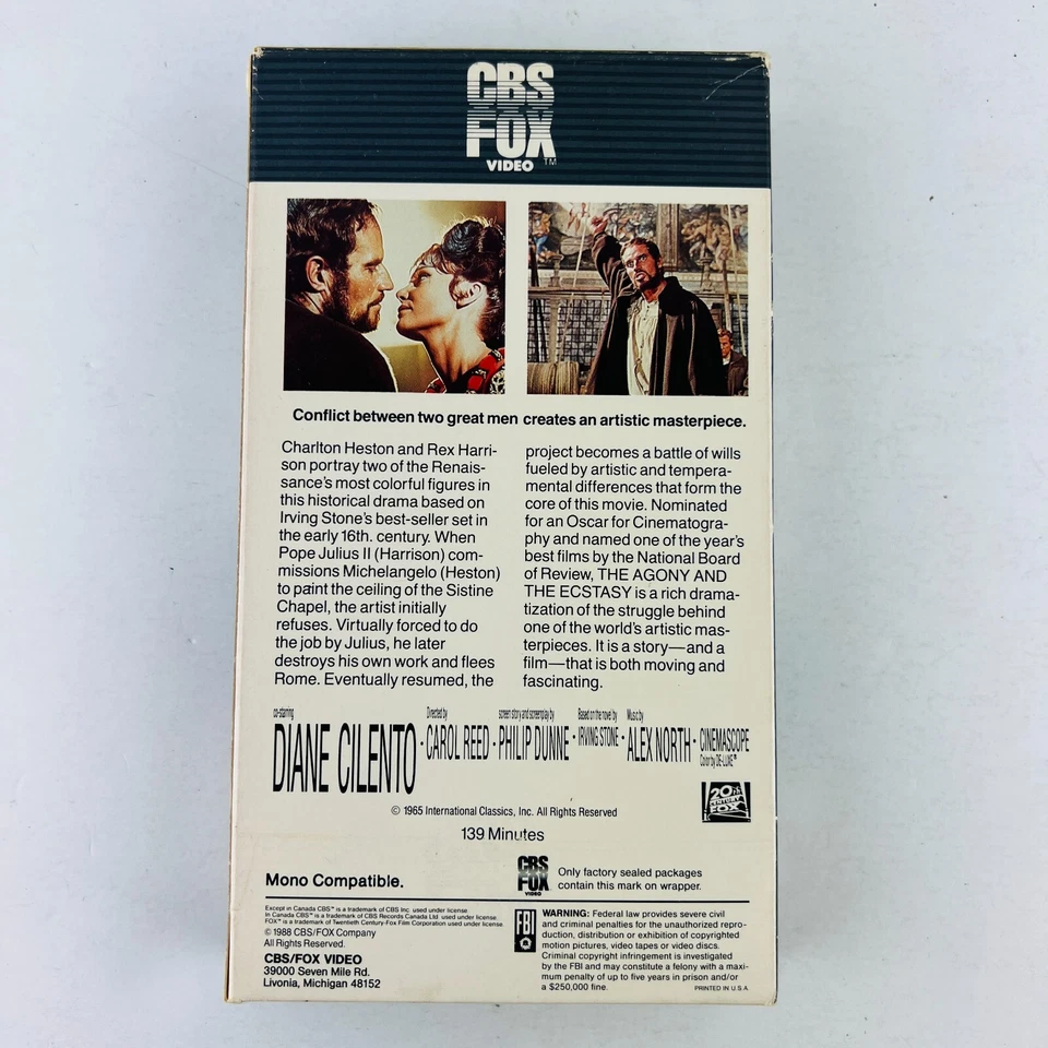 The Agony and the Ecstasy VHS Video Tape Charlton Heston Rex Harrison Foto 2 de 2
