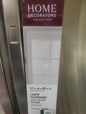 27'' X 48'' NEW Home Decorators Light Filtering Polyester Cell Shade Whisper White