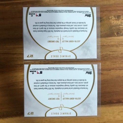 2025 Topps Dynamic Duals Justyn-Henry Malloy & Trey Sweeney#27 RC Detroit Tigers - Picture 3 of 3