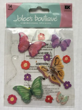 Jolees Boutique Butterflies Purple Glitter Butterfly Scrapbook Stickers RARE