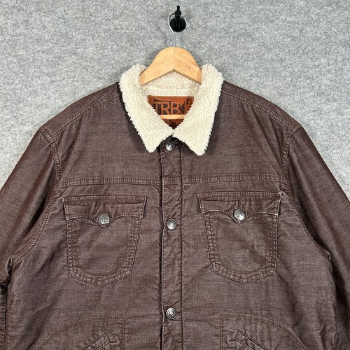 Vintage True Religion Jacket Mens 3XL XXXL Brown Corduroy Sherpa Trucker Coat - Picture 2 of 10