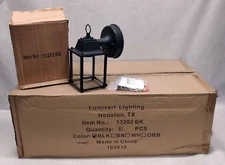 Lumivert Lighting 4 Panel SQUARE COACH LIGHT 13202 BK - Case of 10 - New in Box