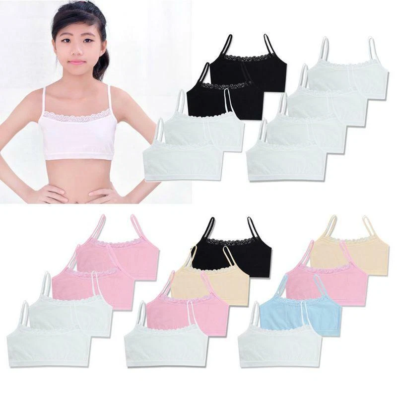 4pcs/Lot Cotton Young Girls Training Bra Children Bras Kids Vest Teens  Underwear