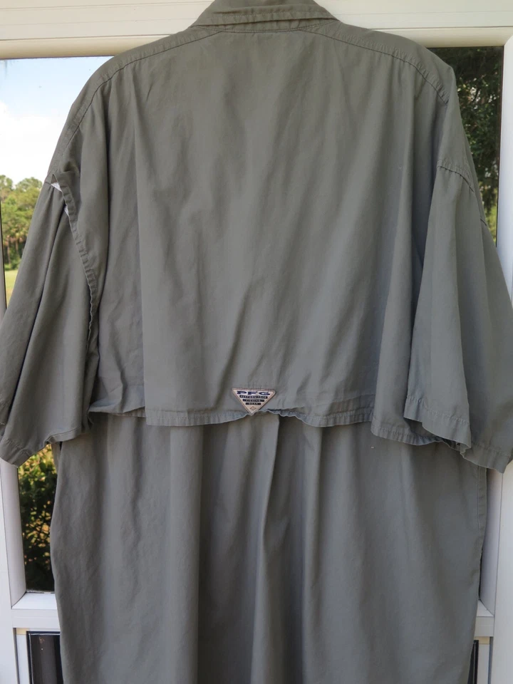Columbia PFG Cotton Solid Green Outdoors Vented Fishing Shirt XXL 2XL Big Man - Image 2 of 4