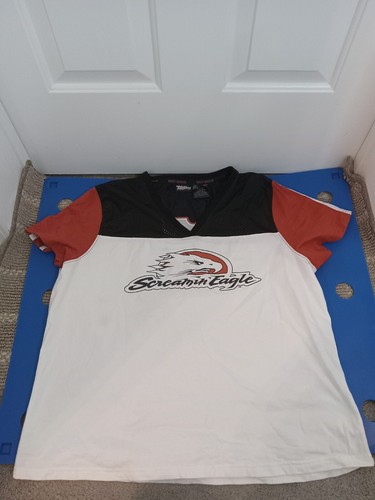 Harley Davidson Evel Knievel T Talla 1XW Blanco Screamin Eagle Cuello en V Mangas Cortas - Imagen 13 de 18