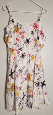 Old Navy Dress Sleeveless White Floral Birds Flowers Red Yellow Womens Size XL