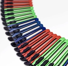 24 Utility Knife Box Cutter Retractable Blade Snap Razor Knife Safety Lock 5"