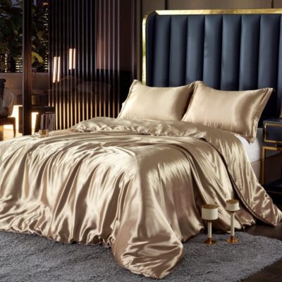 Luxurious Nordic Mulberry Silk Bedding Set with Duvet Cover, Bed Sheet, & Pillow