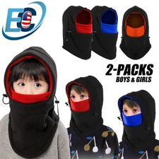 2 Pack Children Balaclava Fleece Windproof Ski Face Mask Winter Neck Warmer Hood