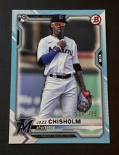 2021 Jazz Chisholm RC /499 Bowman Sky Blue Border Base # 71 Rookie Miami Marlins