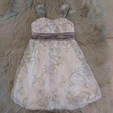 Speechless White and Silver Glitter Wedding Flower Girl Formal Dress Size 7