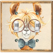 Metal Light Switch Cover Wall Plate For Room Baby Llama Smart Glasses LLA005
