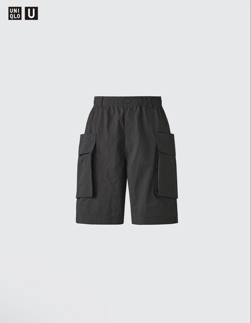 UNIQLO U Black Parachute Cargo Shorts Men M Used