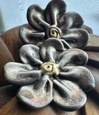 Vintage Sterling Silver David Versano Isreal Chunky Flower Lever Back Earrings