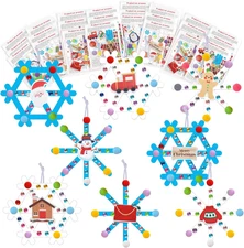 16Set Christmas Craft Kits Winter Popsicle Stick Snowflake DIY Sets Ornaments wi