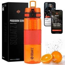 SQUATZ 24fl oz PP Sports Water Bottle w/ Infuser, BPA Free & Leak Proof