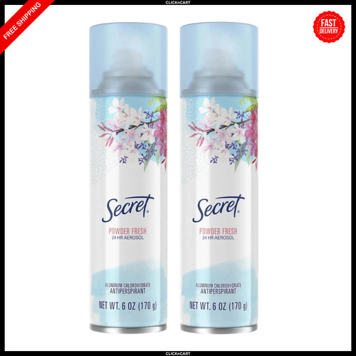 Secret POWDER FRESH 24HR Aerosol Antiperspirant Deodorant Spray 6oz, 2 Cans