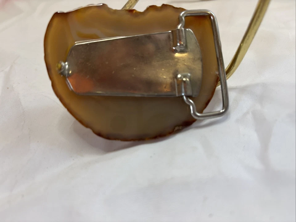 Cinturón de roca corte hebilla ágata pulida geoda losa piedra rara hombres mujeres de colección Foto 3 de 4