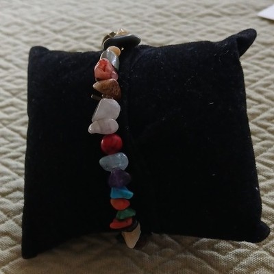 Handcrafted Gemstone Chip Beaded Bracelet Multicolor Adjustable Bohemian