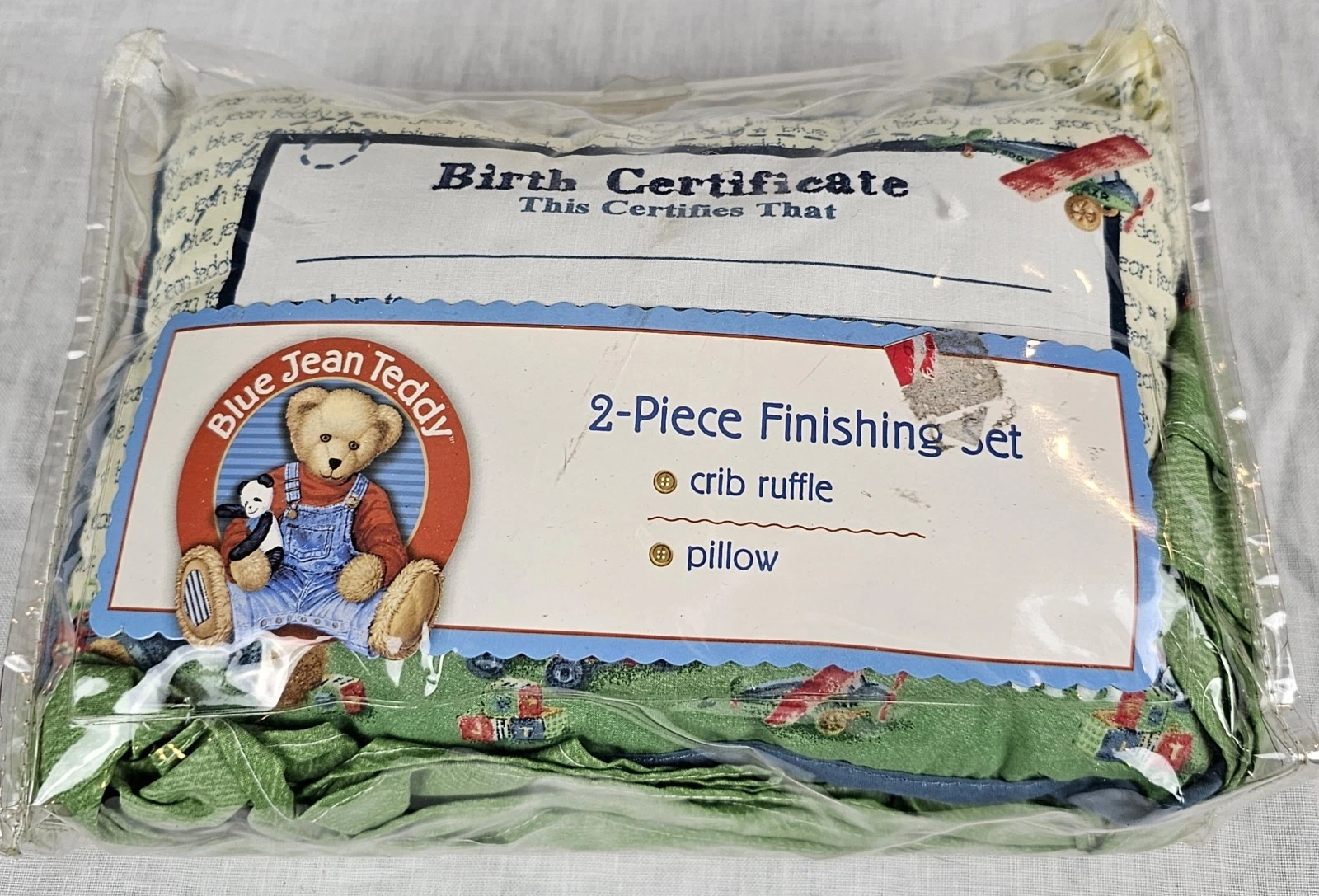 Vintage Blue Jean Teddy Nursery Accessory 2-Piece Set Crib Ruffle Pillow Unisex
Opens in a new windo