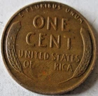 1942-P WHEAT CENT REVERSE GREASE STRIKE ERROR MISSING "AME" BROWN XF, CIRCULATED