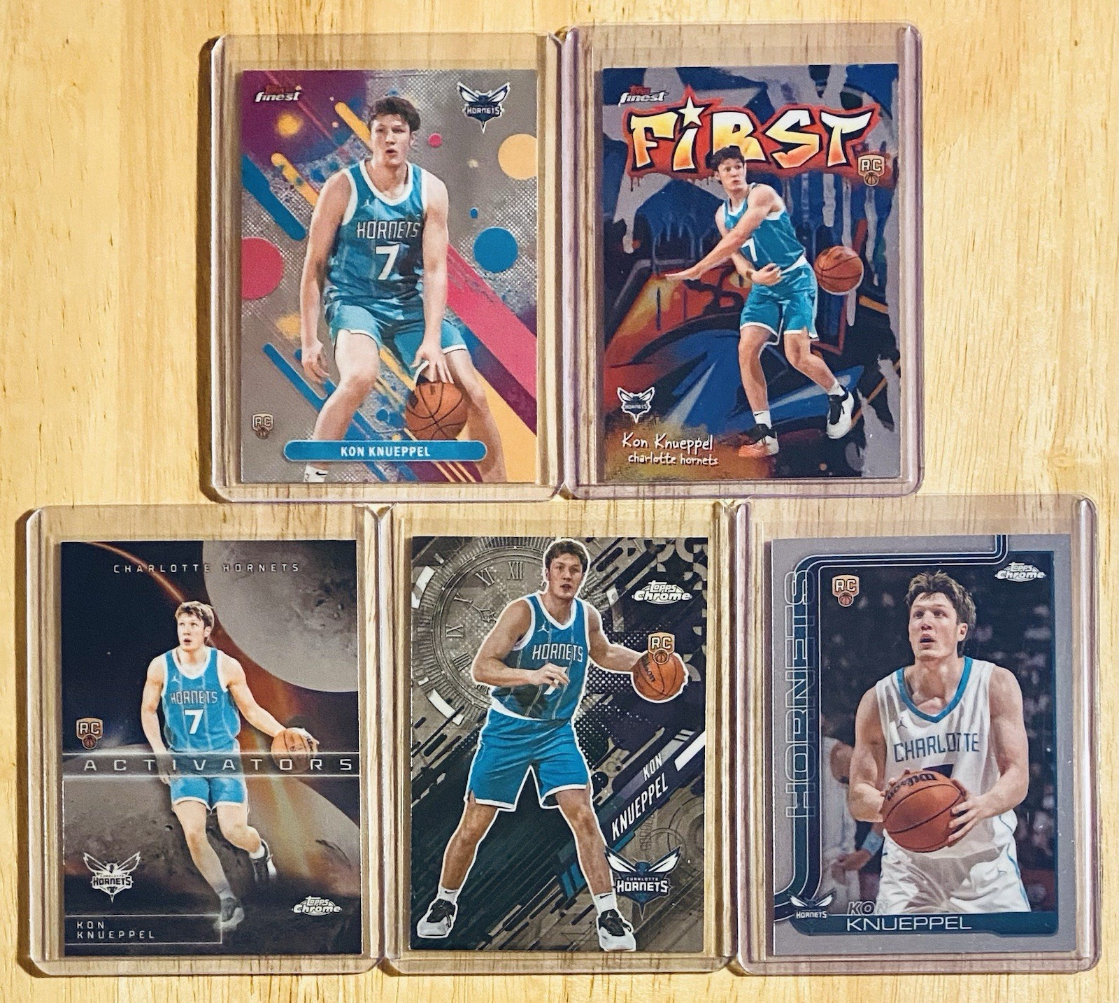 2025-26 Topps Chrome/Finest Kon Knueppel 2 Base RC + 3 Insert Lot (5 Cards)