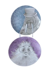 Eric & Eloise Eric Walrus Mom Tattoo & Bespectacled Sheep Dessert Plates 8" Gold