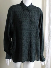 NWT Field Manor Sz M 8 10 Emerald Silk Chiffon Crinkle Blouse Shirt Top