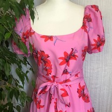 LIKELY size 8 / M long layered tiered frilly pink red floral dressy dress /bow