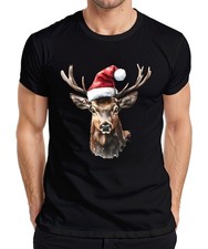 Christmas Reindeer Antlers Watercolour Festive Vintage Gift Mens T-Shirt