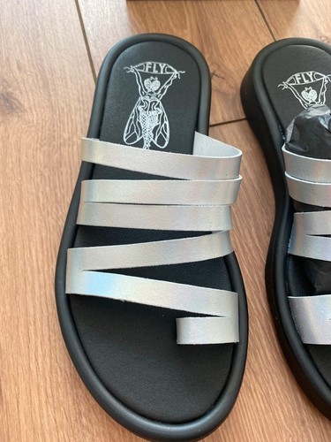 Fly London Slip-on Sandals TARI062FLY Silver Size UK 4 EU 4 New in box - Picture 5 of 8