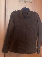 Lotto Sport Italia Brown Military Shirt LS73 Embroidered 100 Cotton US M