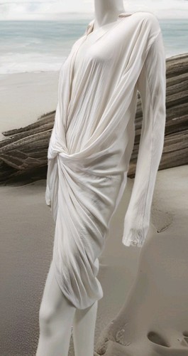 ONE FELL SWOOP - S 10 Drapery COCKTAIL Shirt DRESS KIMONO Knit Front V-neck #C9 - Picture 6 of 14