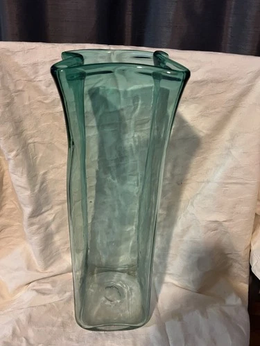 Rare Blenko Paper bag Vase Art Glass Vase Green  20" Tall #8813 Vintage