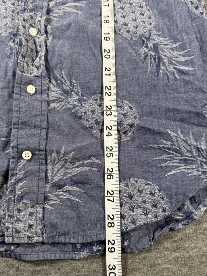 Gitman Bros x Journal Standard Shirt Mens Medium Blue Pineapple Long Sleeve - Image 4 of 4