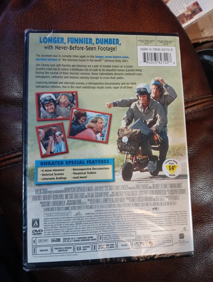 DUMB AND DUMBER UNRATED DVD JIM CARREY NEW SEALED Fast Shipping 1994 Extra Foota - Imagem 4 de 4
