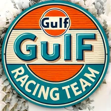 2D Flat, 1pc 8x8 Inch (20x20cm) Bay Racing Team Logo Round Aluminum Metal Wall A