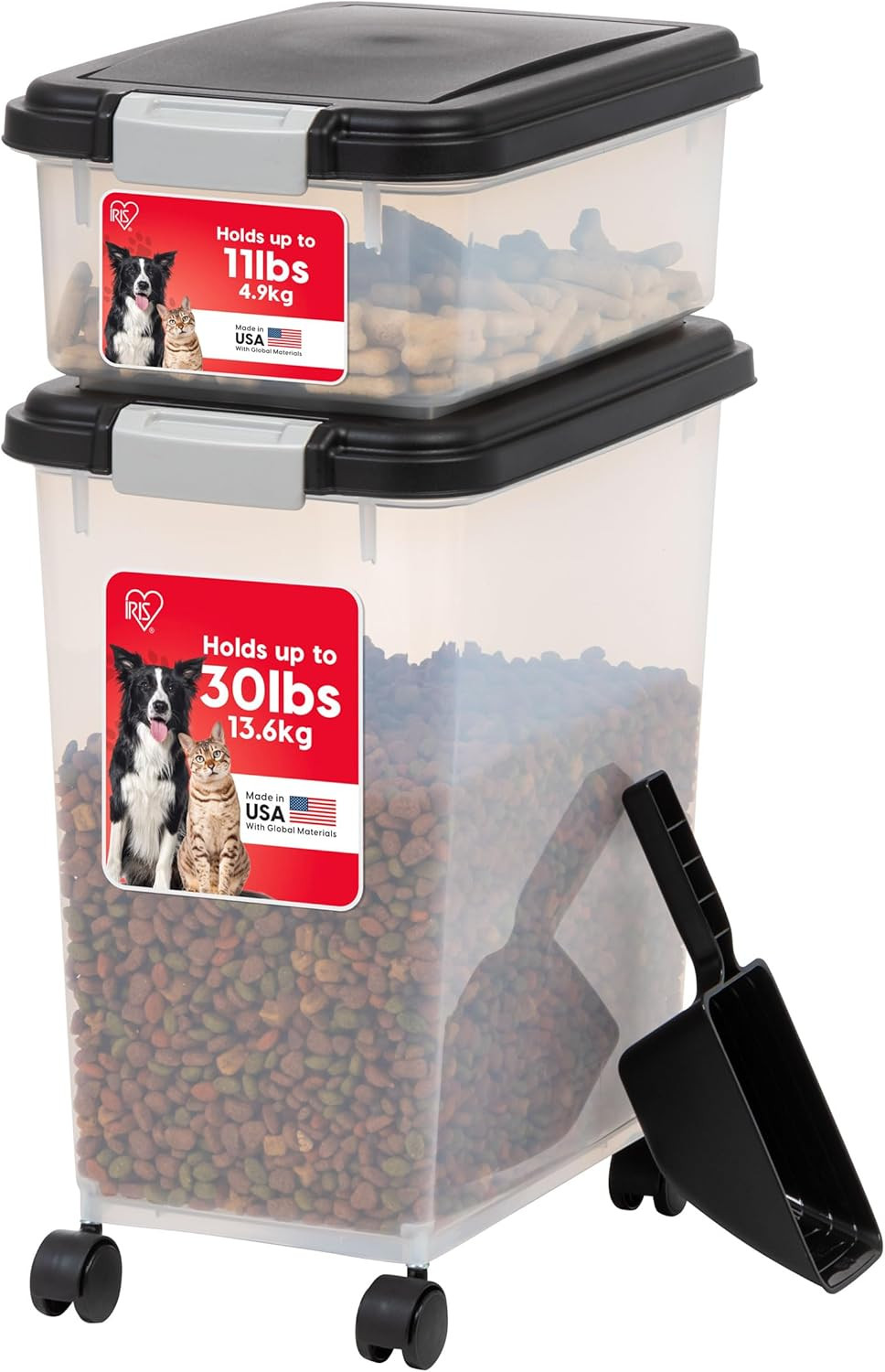 Storage Container, 30 Lbs & 11 Lbs Combo, Cat Food Storage Container, D