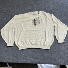 Canyon Ridge Sweater Mens Size XXL Cream Cotton Knit Embroidered Golf USA Made