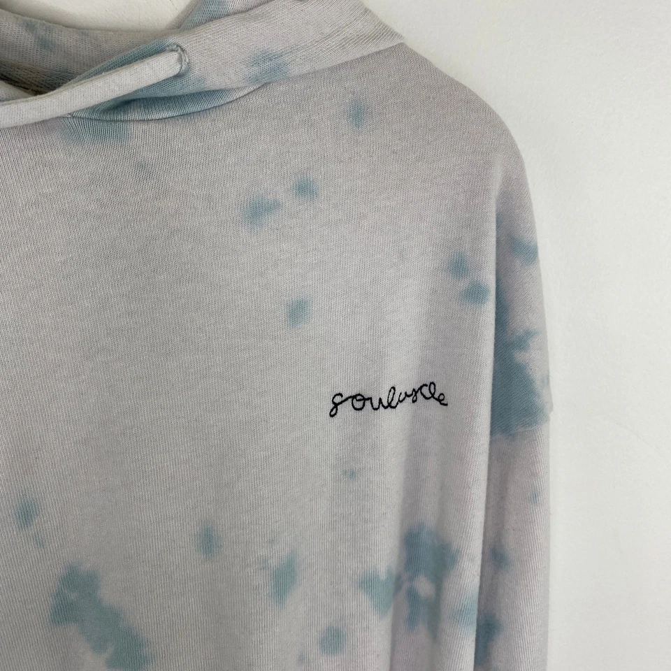 Sundry x Soul Cycle White Blue Tie Dye Long Sleeve Hoodie Women's Size Small S - Image 4 of 4