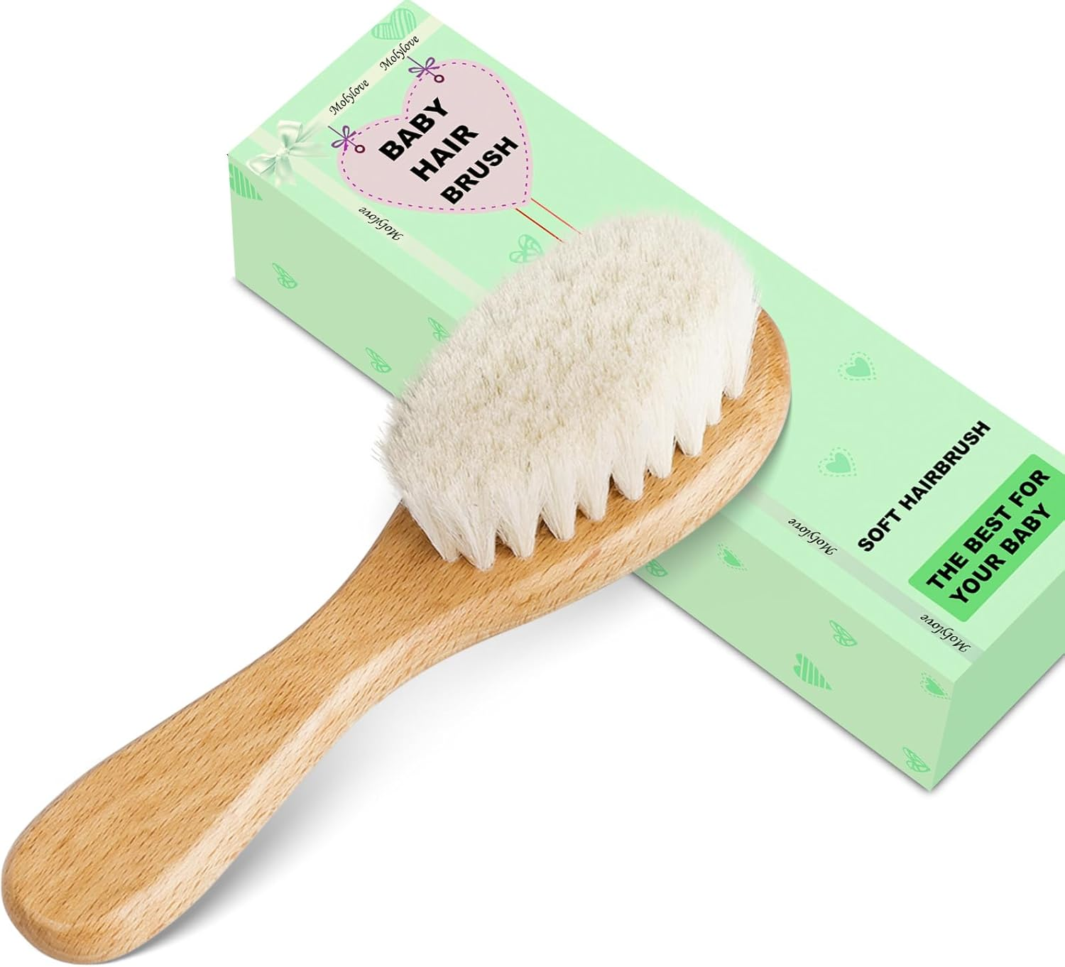 Baby Hair Brush with Wooden Handle and Super Soft Goat Bristles for Newborns| In view 2
