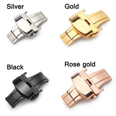 16-22mm Watch Buckle Clasp Double Push Fold Stainless Steel Butterfly Deployment