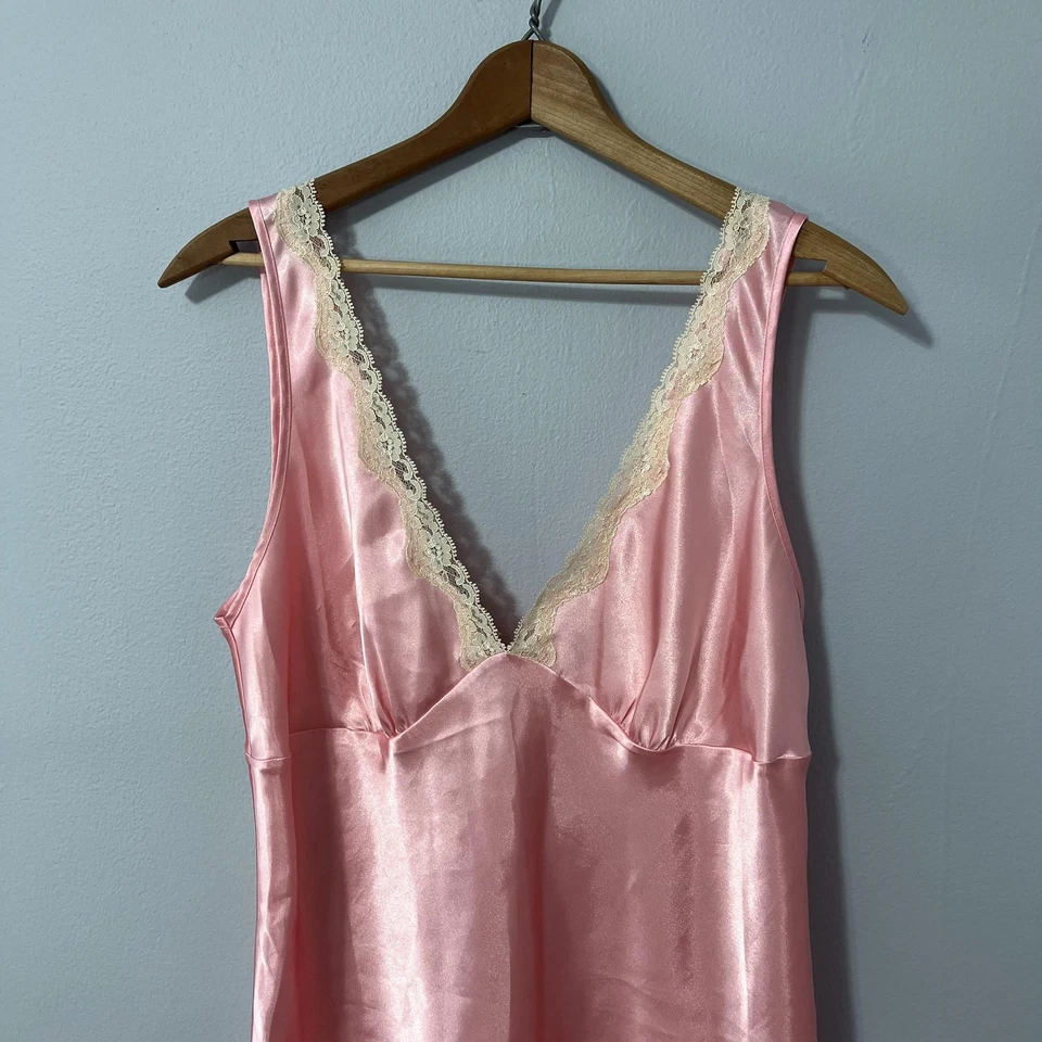 Vestido Vintage Victorias Secret Feminino Grande Rosa Cetim Renda Camisola Anos 2000 - Imagem 2 de 4