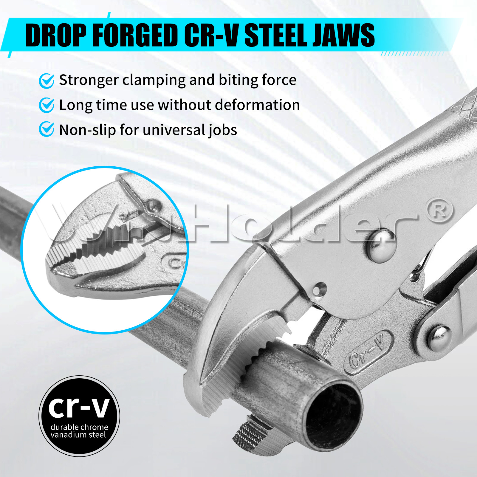 10" Curved Jaw Locking Pliers Heavy Duty Cr-V Steel Clamp Multi Functional Tool