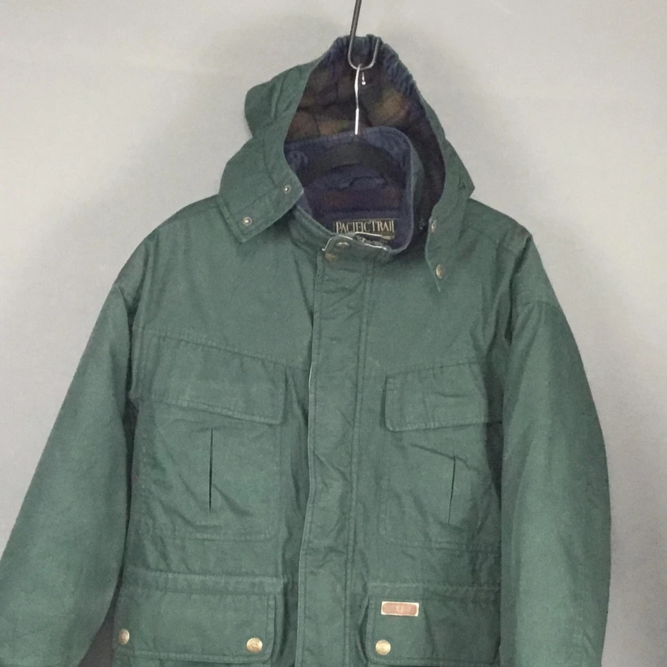 Chaqueta Pacific Trail Juvenil 14/16 Verde Con Capucha Aislada Forrada a Cuadros Parka Abrigo Foto 4 de 4