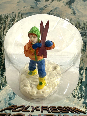 1996 Lemax Village Collection Vail PolyResin Figurine Skier Christmas New in Box