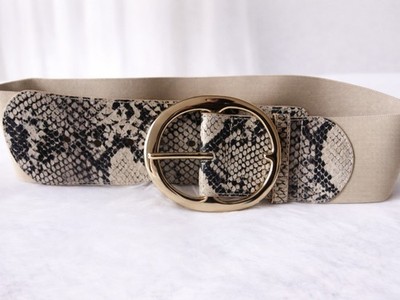 Bebe Wide Waist Stretch Belt Faux Leather Snakeskin