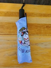 Ed Hardy Los Angeles  Death Or Glory  Auto Open Close Compact Blue Umbrella