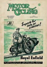 Vintage Magazine Cover - Royal Enfield Motorcycle Motor Cycling Magazine Cover 1